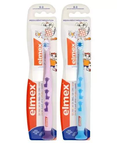 Elmex szczoteczka miękka do zębów dla dzieci 0-3 lat 1 sztuka + pasta do zębów 12 ml [ZESTAW] zdjęcie