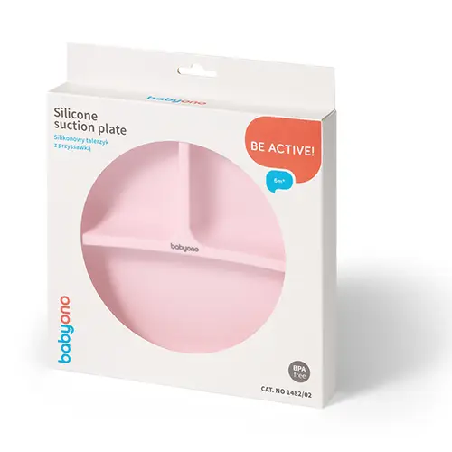 Babyono, Silikonowy talerzyk z przyssawką różowy 1482/02, 1 sztuka zdjęcie