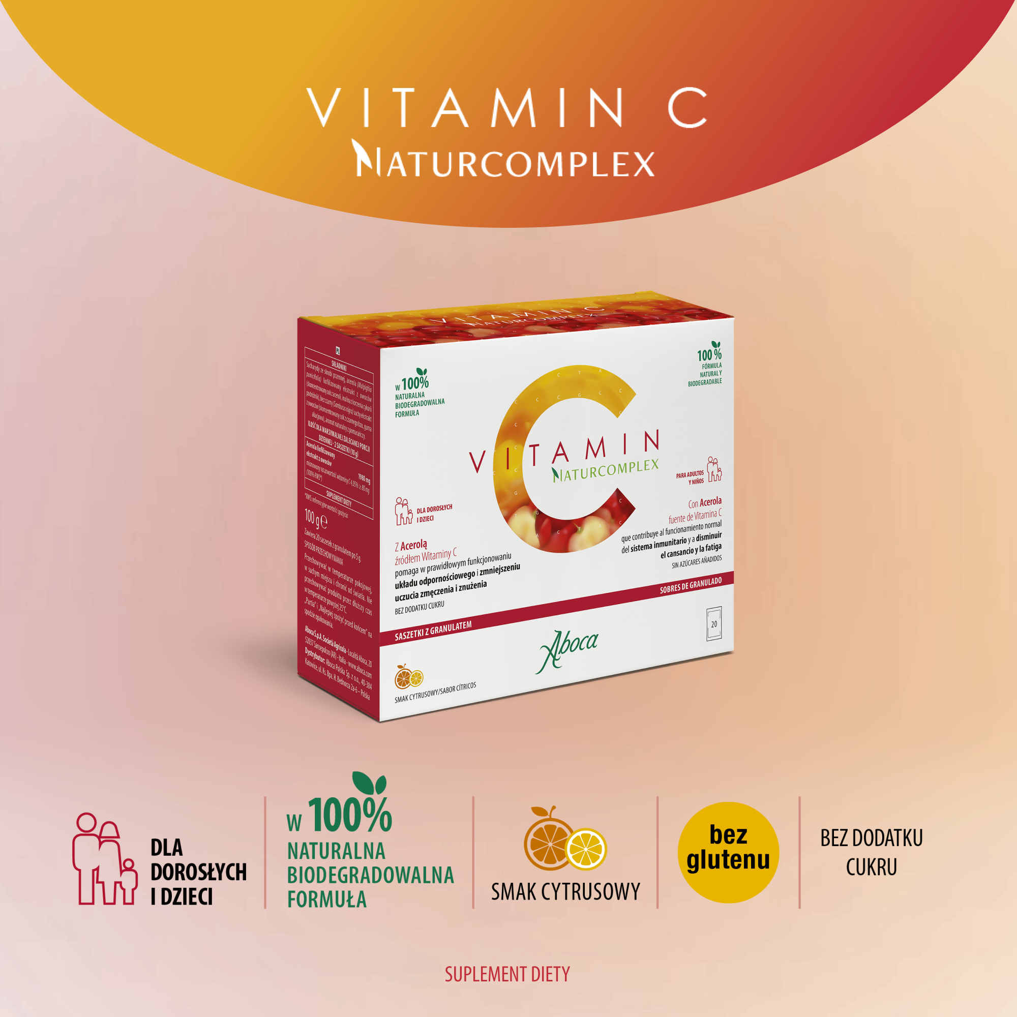 Aboca Vitamin C Naturcomplex, saszetki, 20 sztuk