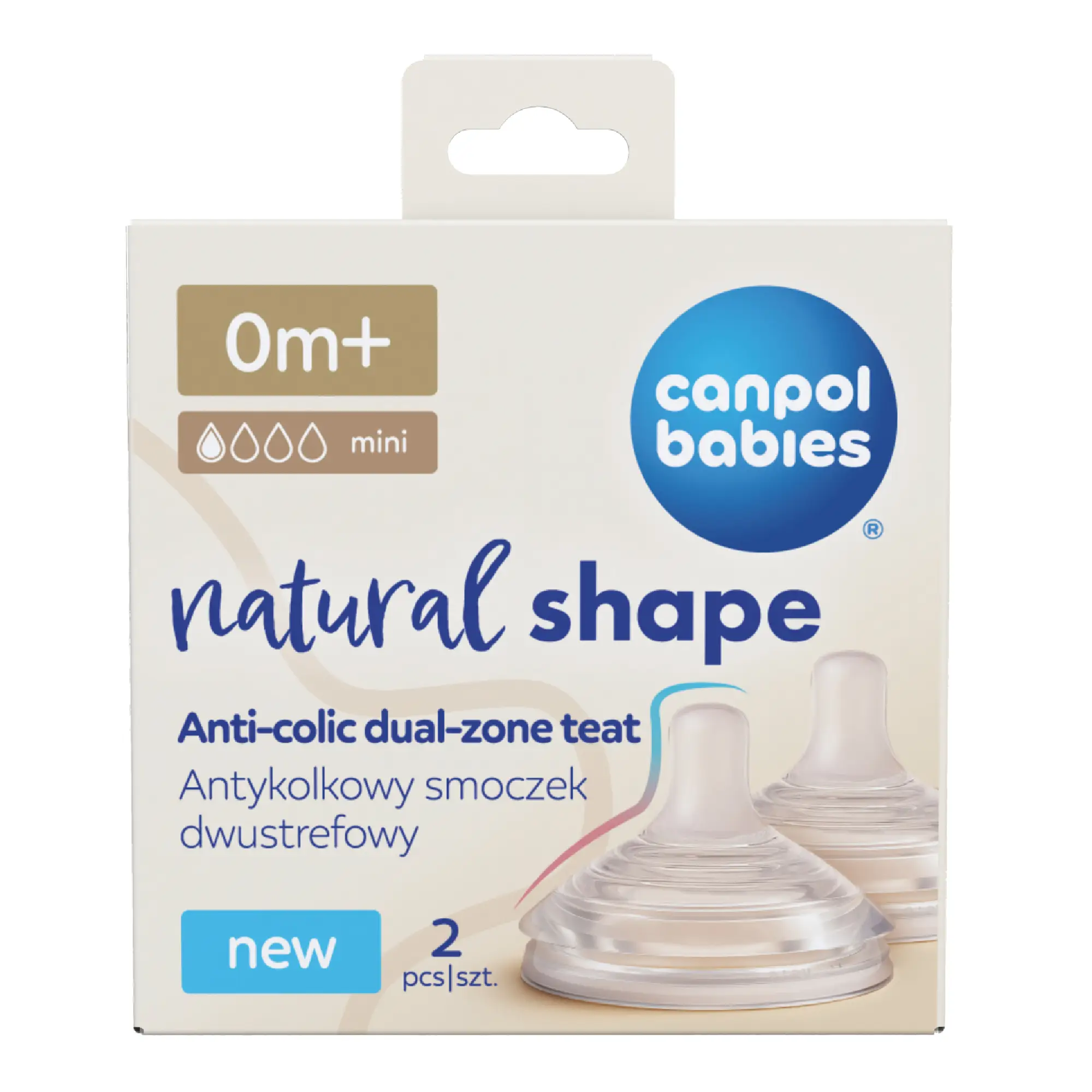 Canpol babies antykolkowy smoczek dwustrefowy Natural Shape 0m+ 21/750, 2 sztuki zdjęcie