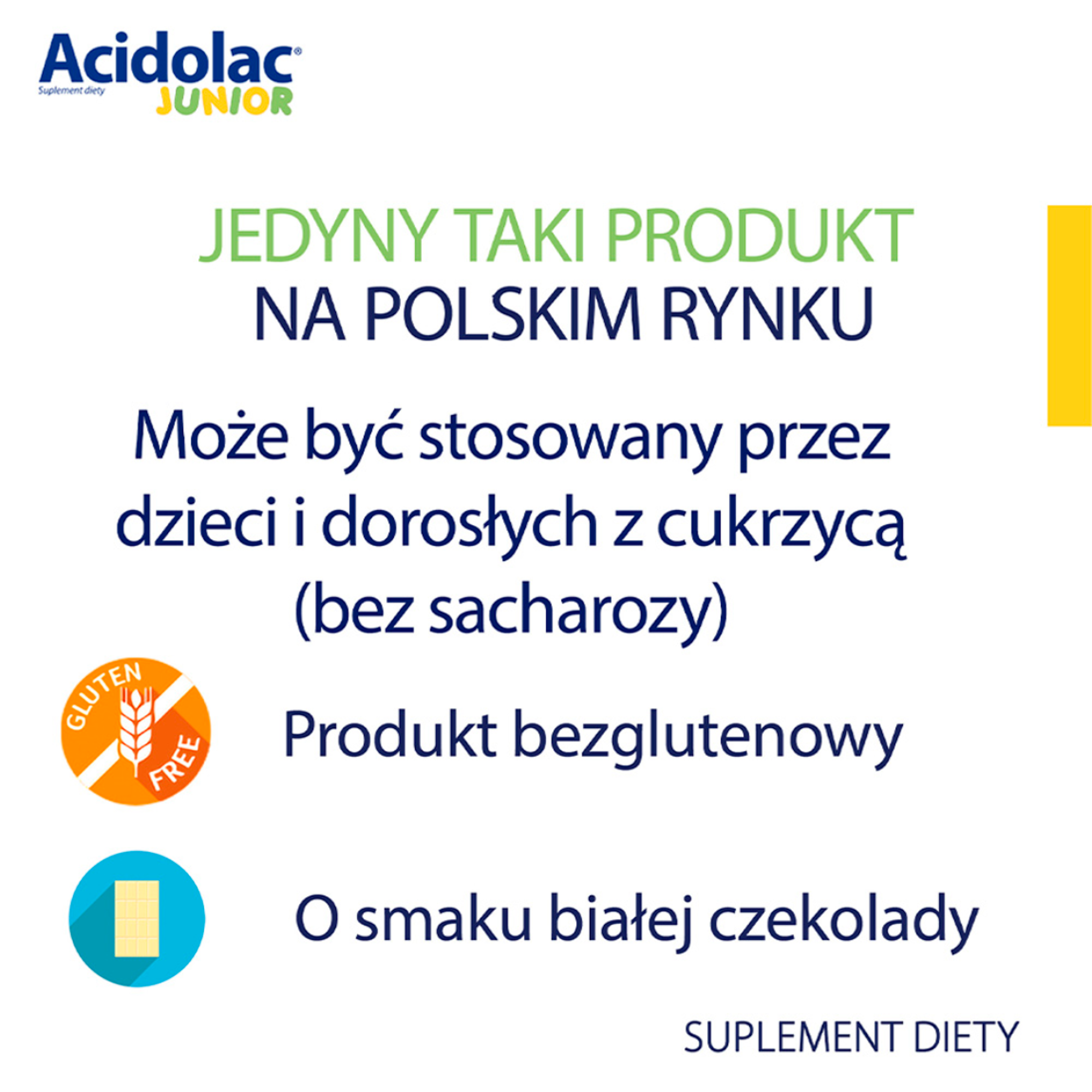 Acidolac Junior o smaku białej czekolady 20 misio-tabletek