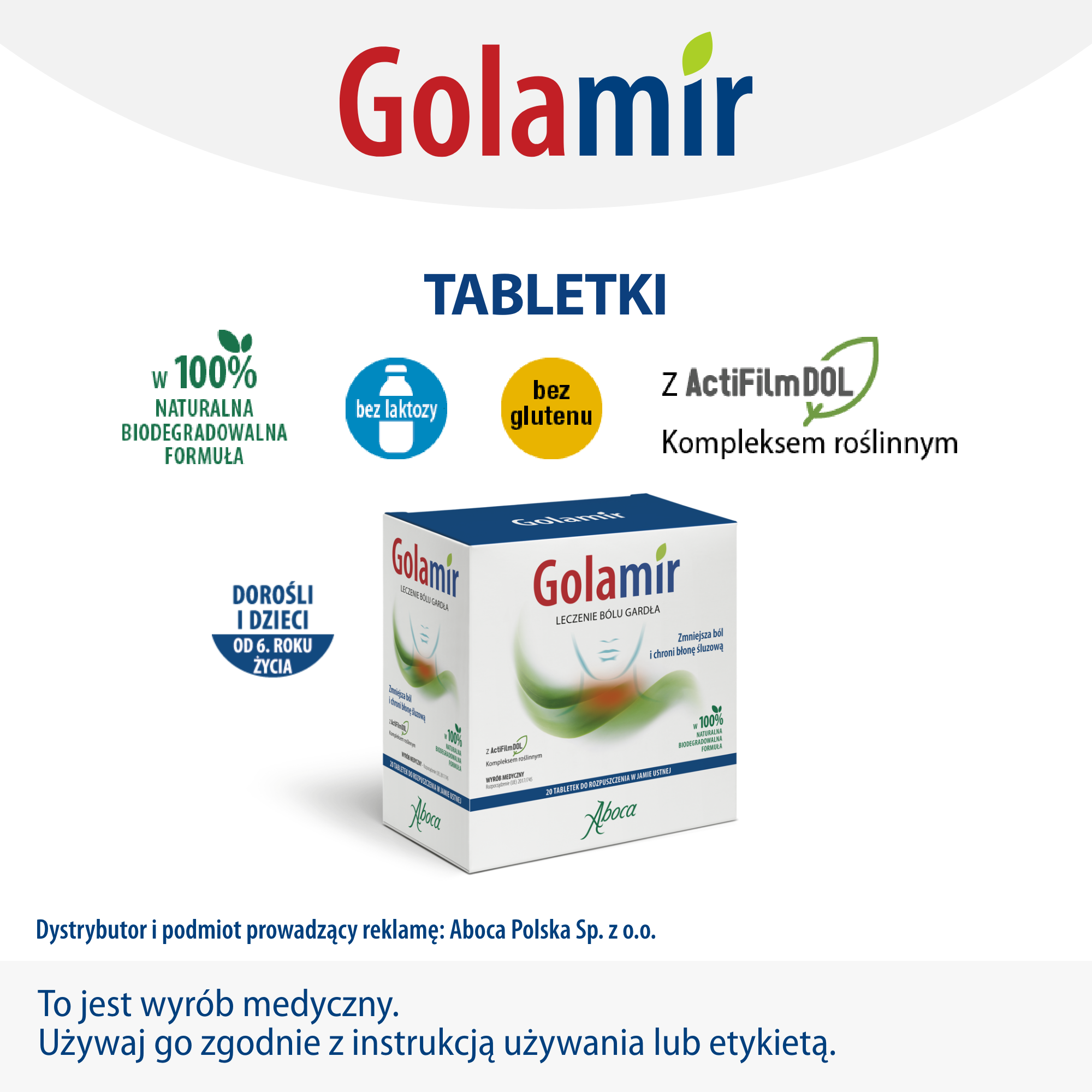 Aboca Golamir 2ACT zmniejsza ból i chroni gardło 20 tabletek do ssania