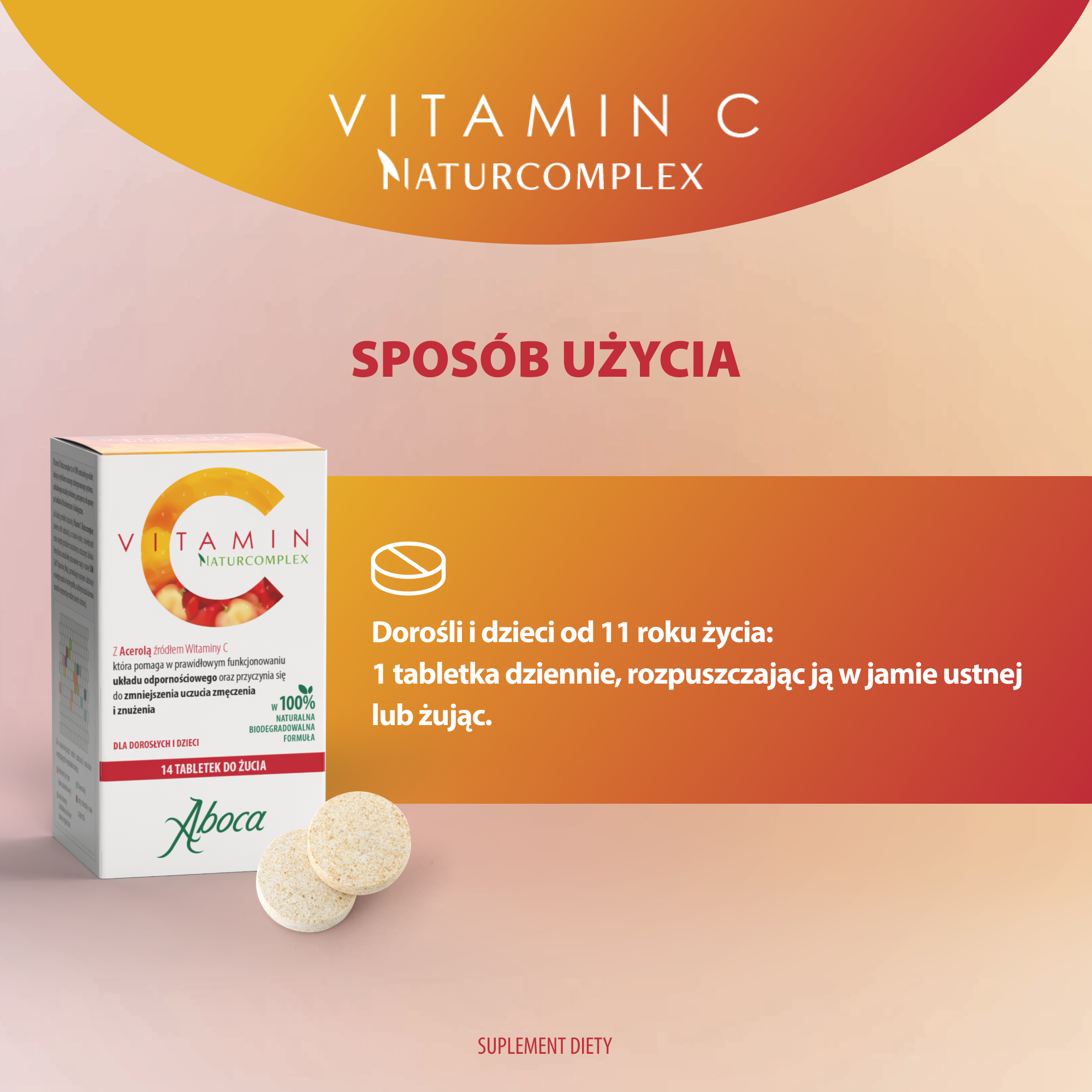 Vitamin C Naturcomplex, tabletki do żucia, 14 sztuk