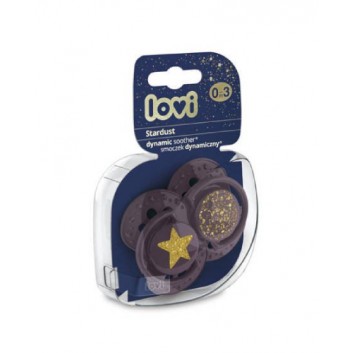 LOVI Smoczek silikonowy dynamiczny Stardust Violet 22/892 0-3 m, 2 sztuki