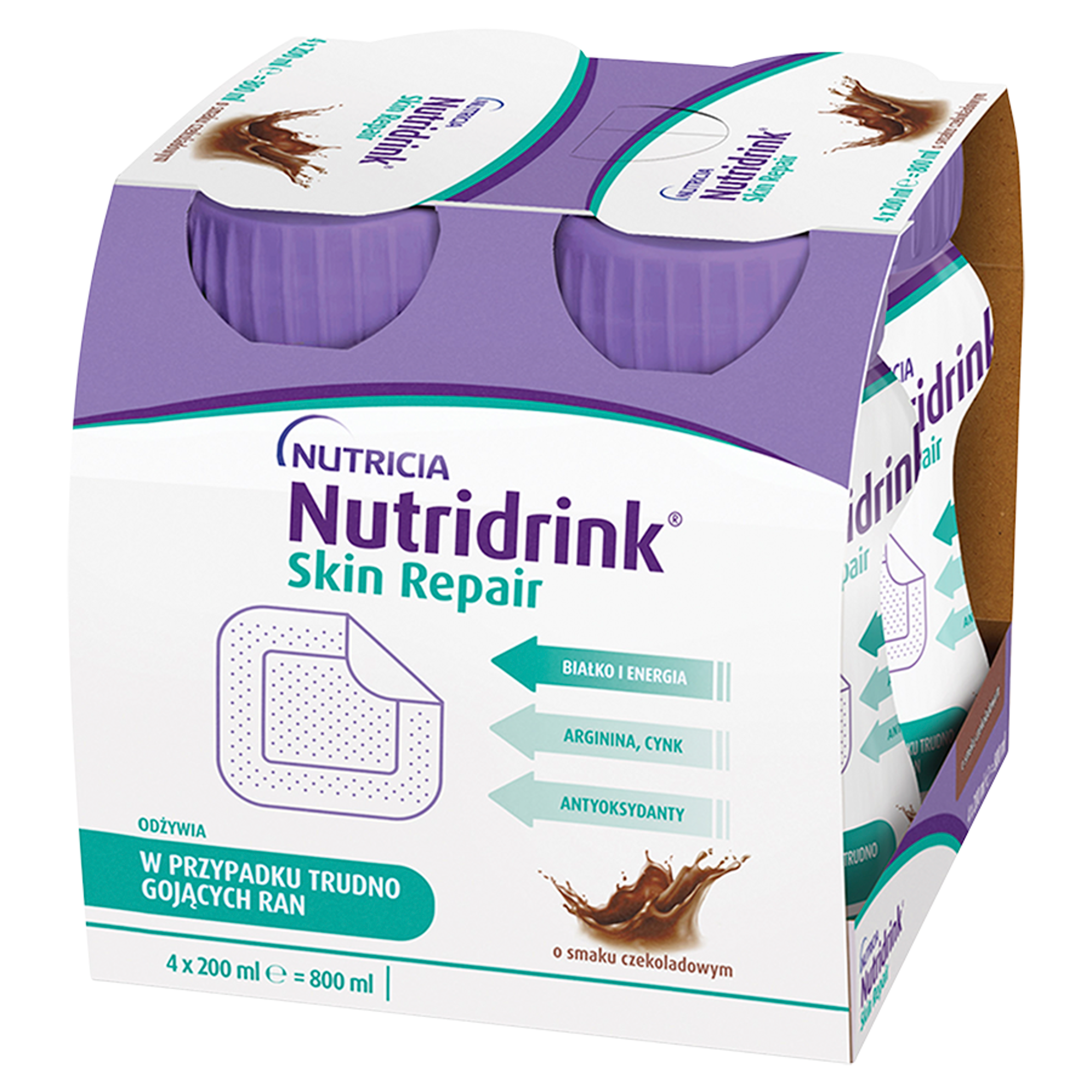 NUTRIDRINK SKIN REPAIR Czekolada, dawny Cubitan, 4 x 200 ml  zdjęcie