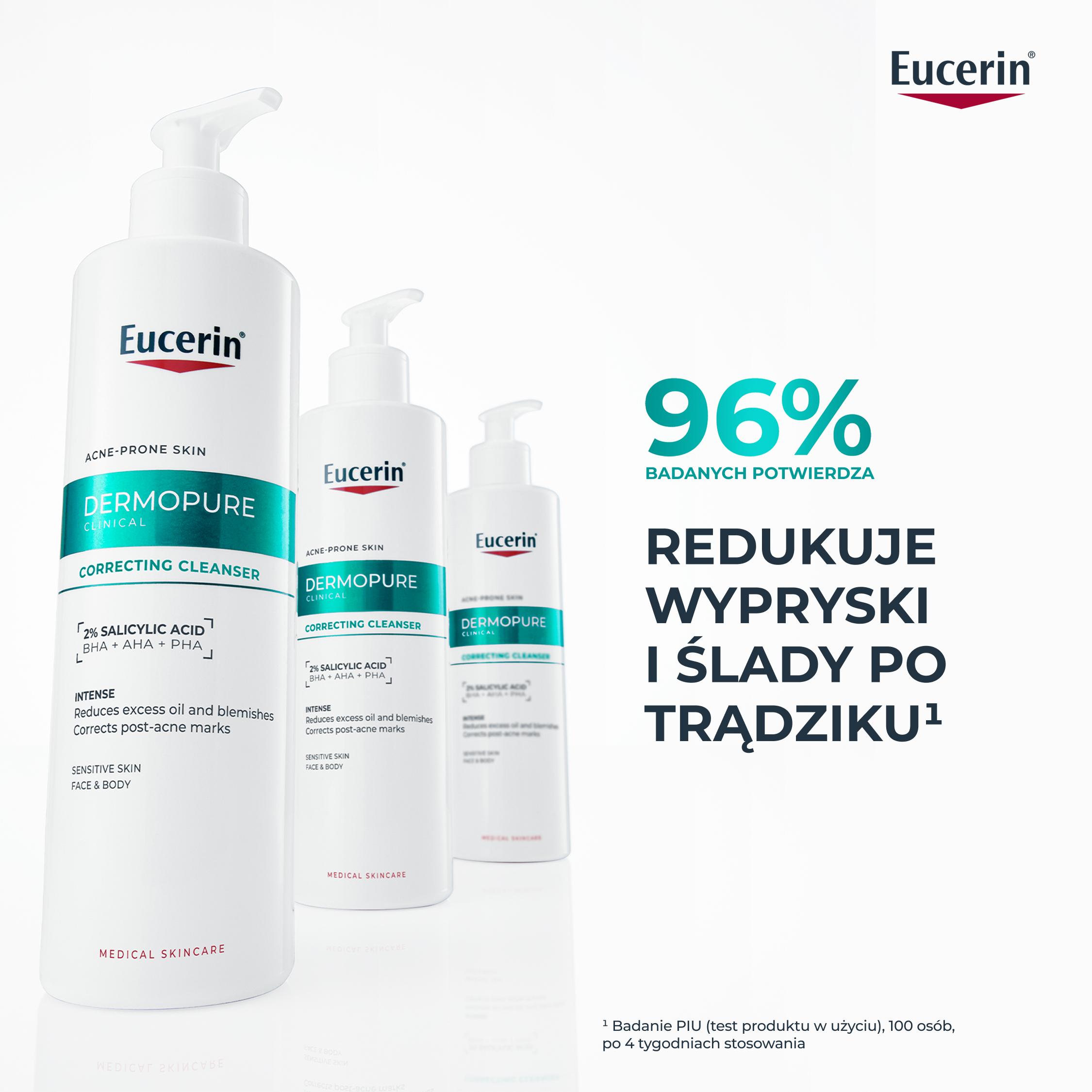 Eucerin Dermopure Clinical, Żel redukujący niedoskonałości do twarzy i ciała, 400 ml