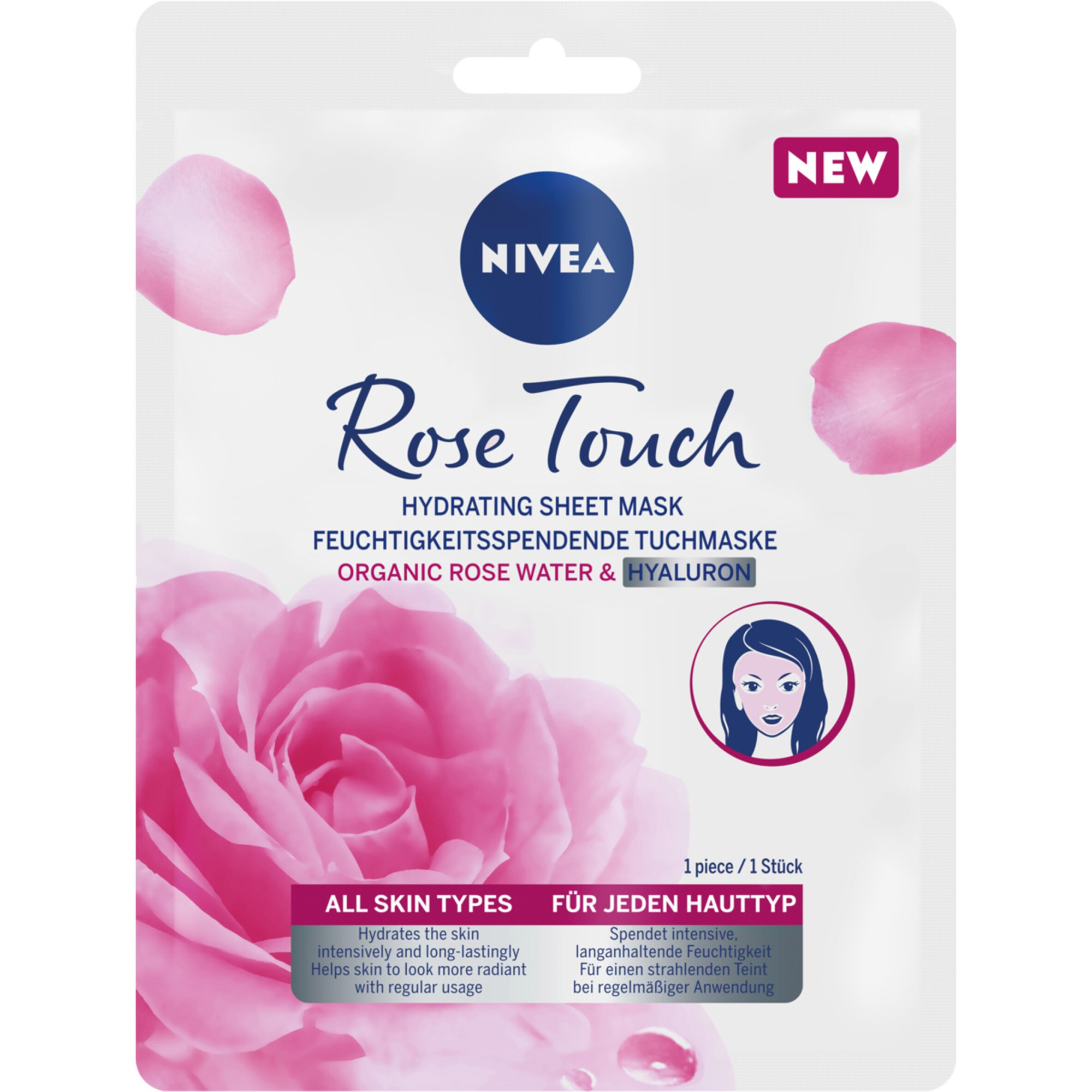 Nivea Rose Touch Maska intensywnie nawilżająca w płachcie, 1 sztuka zdjęcie