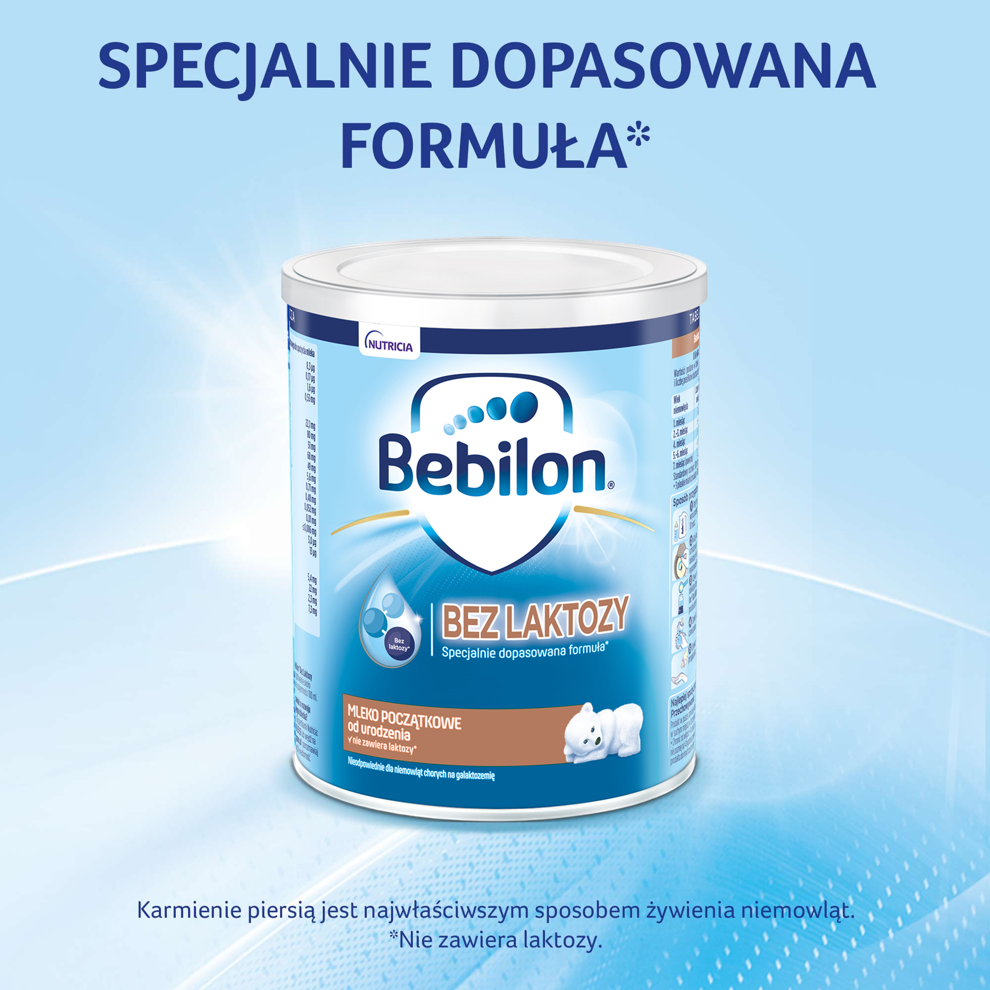 Bebilon bez laktozy mleko początkowe od urodzenia 400g