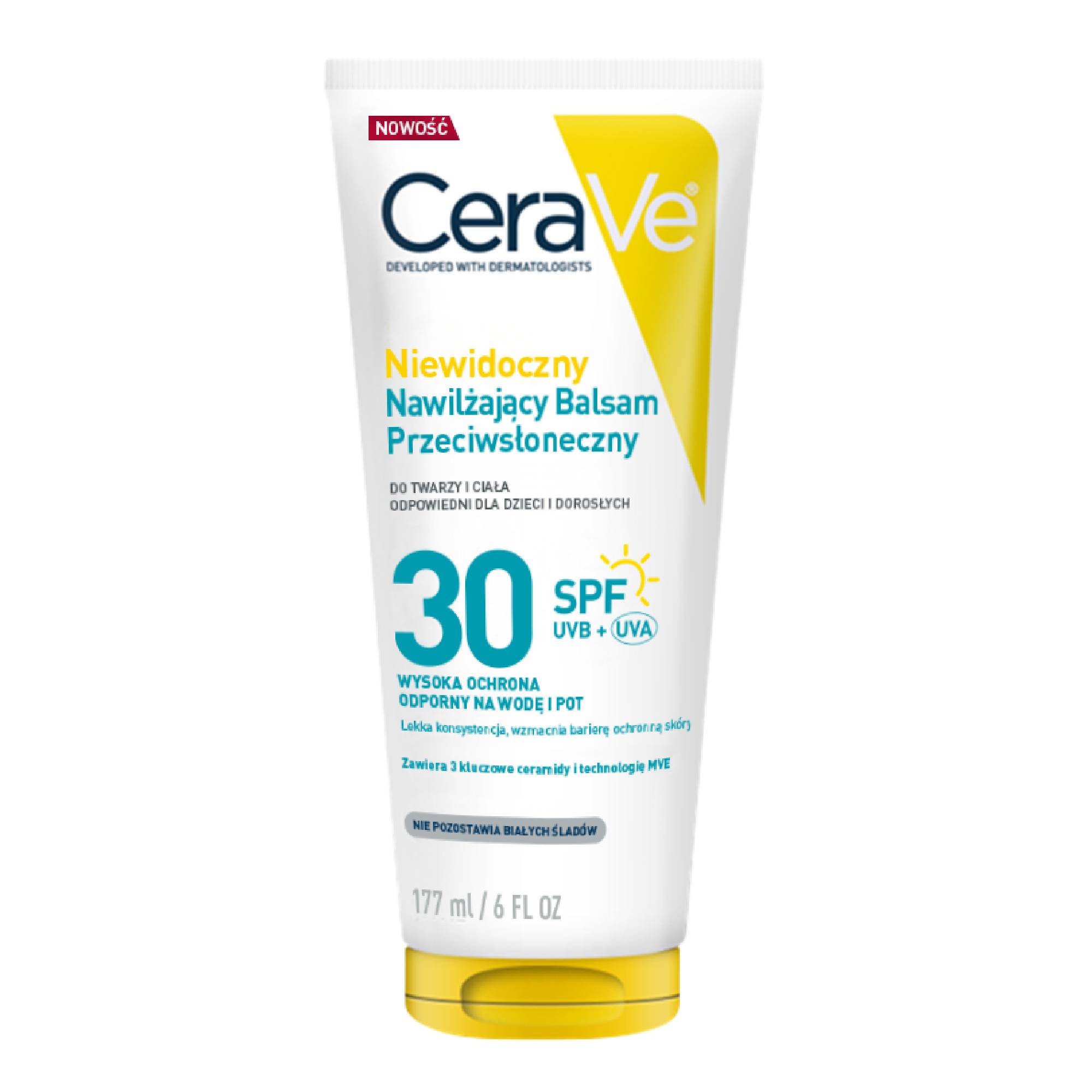 Cerave Sun, niewidoczny nawilżający balsam przeciwsłoneczny SPF 30, 177 ml zdjęcie