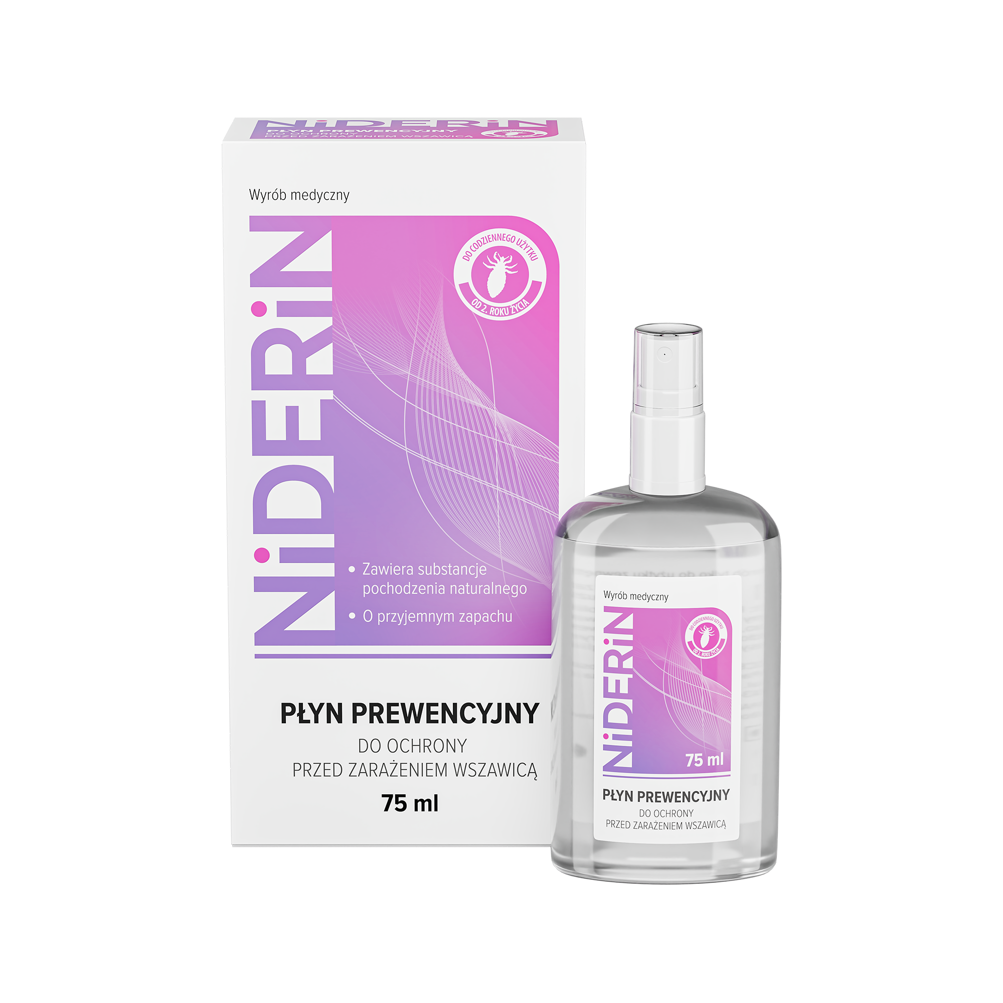 Niderin, Płyn prewencyjny do ochrony przed zarażeniem wszawicą, 75 ml