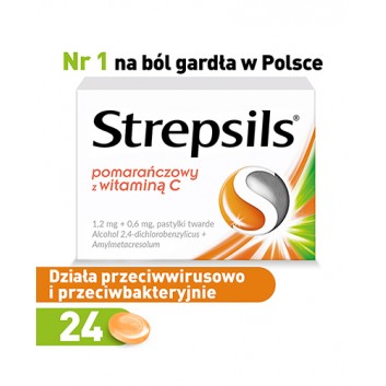 Strepsils pomarańczowy z witaminą C 24 pastylki twarde