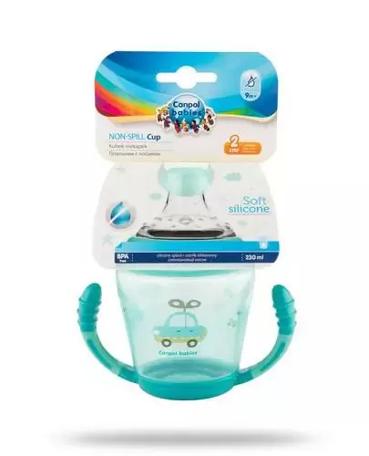 Canpol Babies kubek niekapek miękki silikonowy ustnik turkusowy 230 ml [56/502_tur] zdjęcie