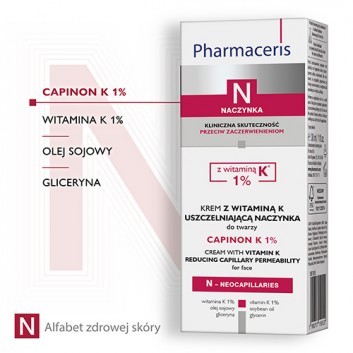 Pharmaceris N Capinon K 1% krem z witaminą K uszczelniającą naczynka 30 ml