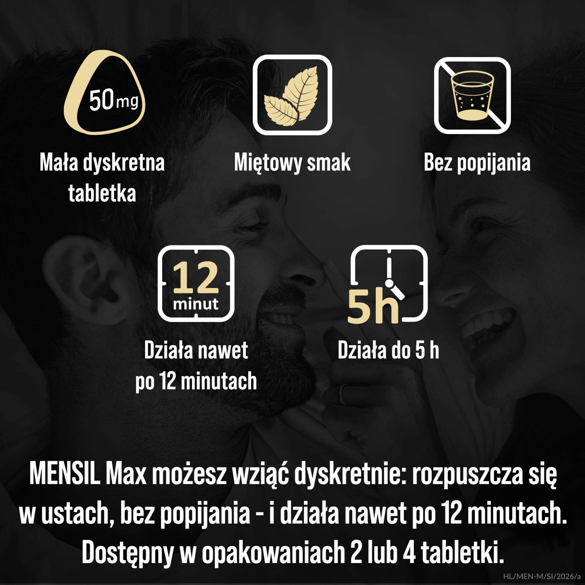 Mensil Max (Sildenafil 50mg) lek na erekcję, 4 tabletki