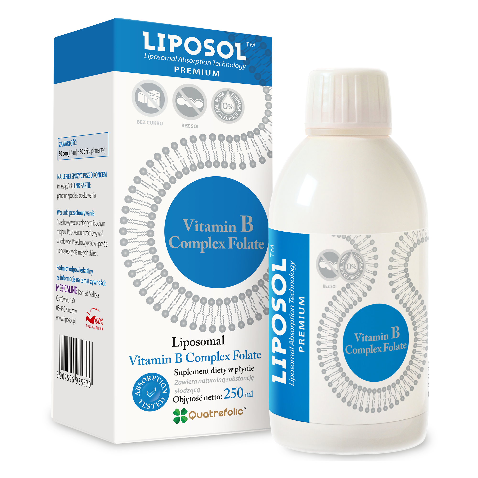 LIPOSOL Vitamin B Complex folate - 250 ml zdjęcie