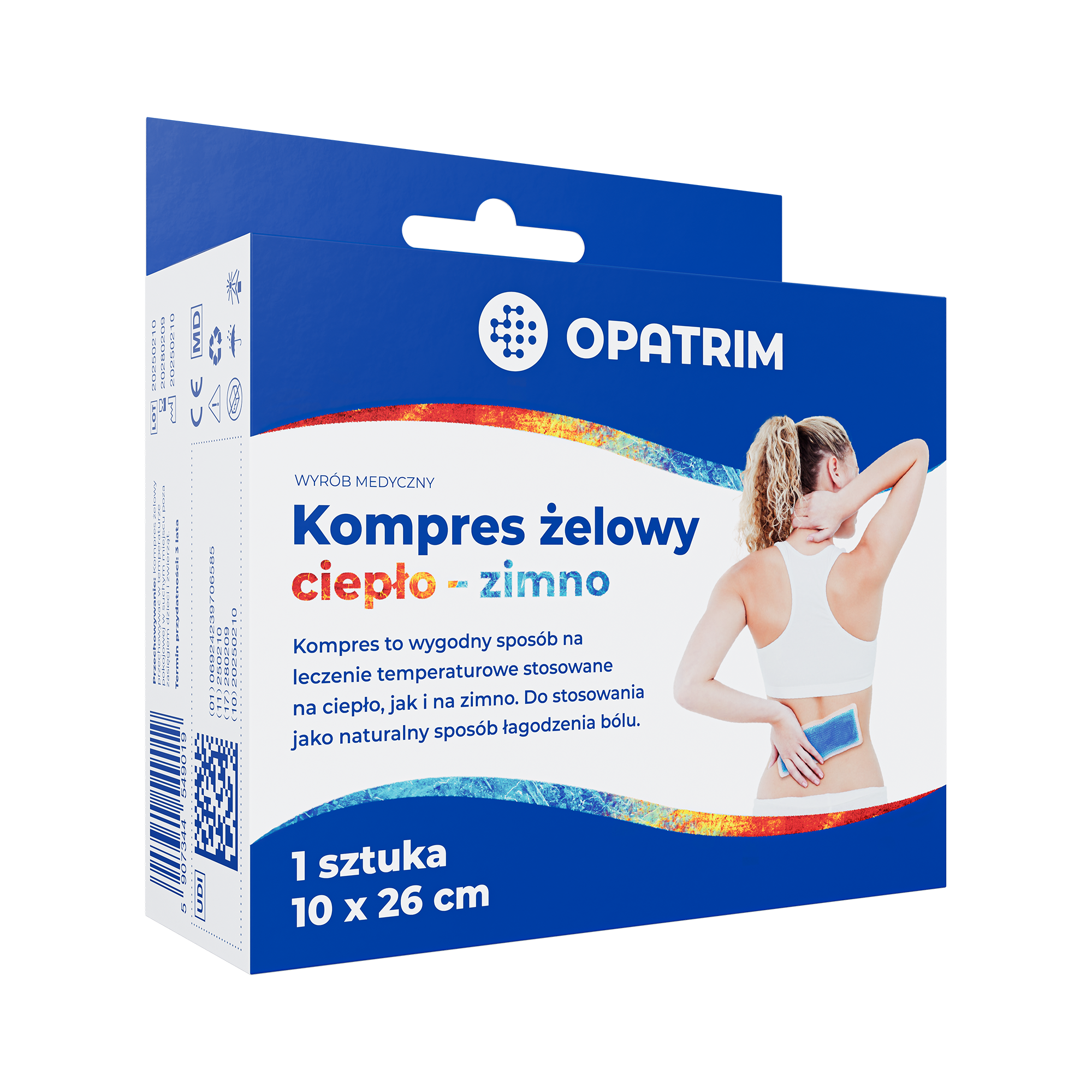Opatrim Kompres żelowy ciepło-zimno 10x26 cm, 1 sztuka