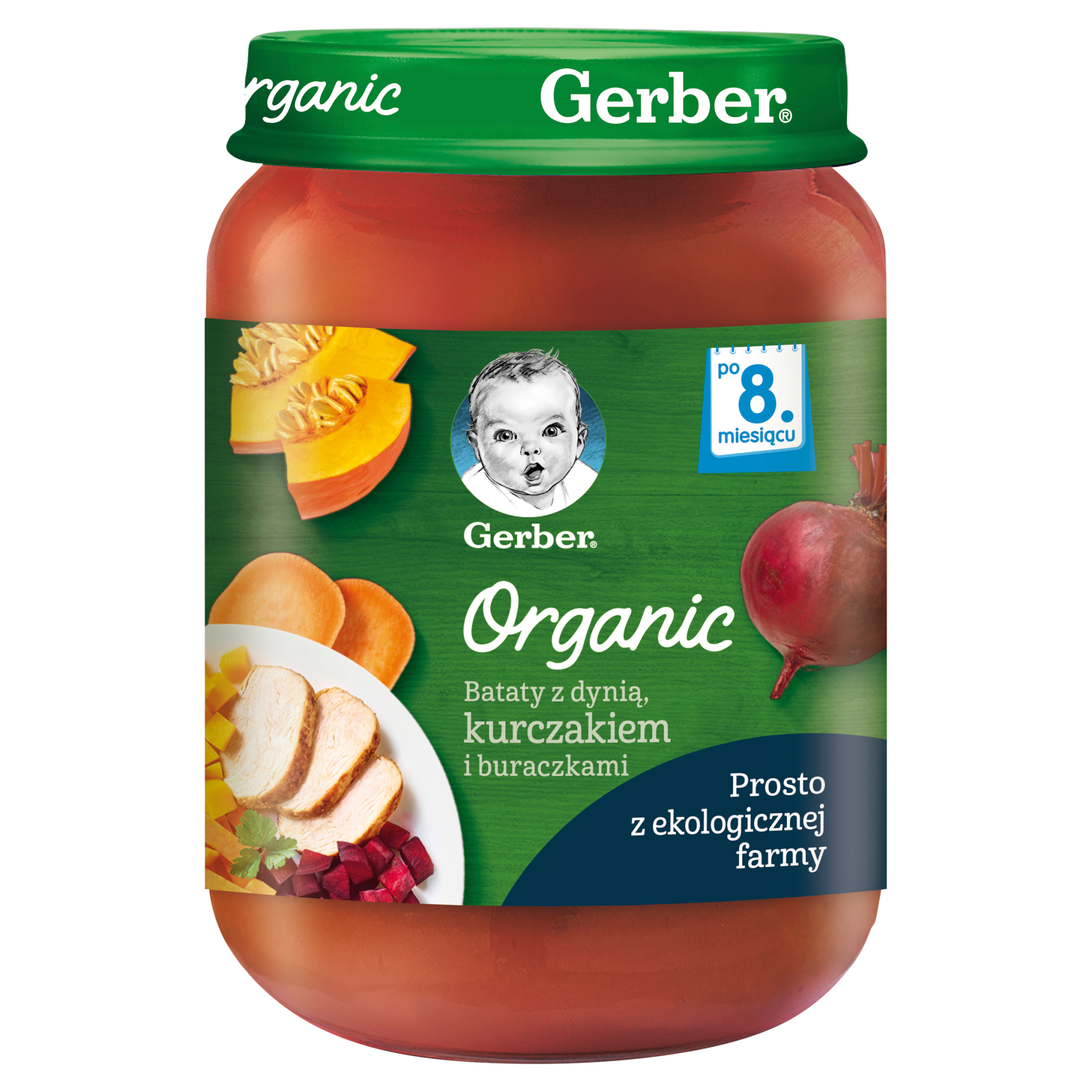 Gerber Organic Bataty z dynią, kurczakiem i buraczkami po 8 miesiącu, 190 g zdjęcie
