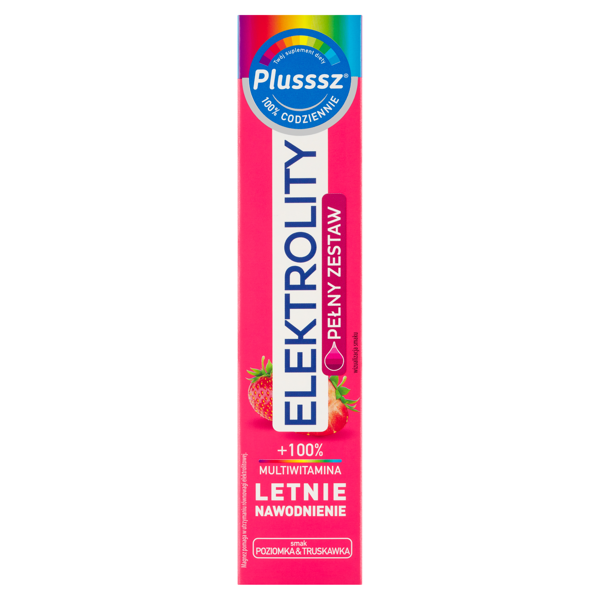 Plusssz Elektrolity + 100% Multiwitamina poziomka & truskawka, 24 tabletki musujące zdjęcie