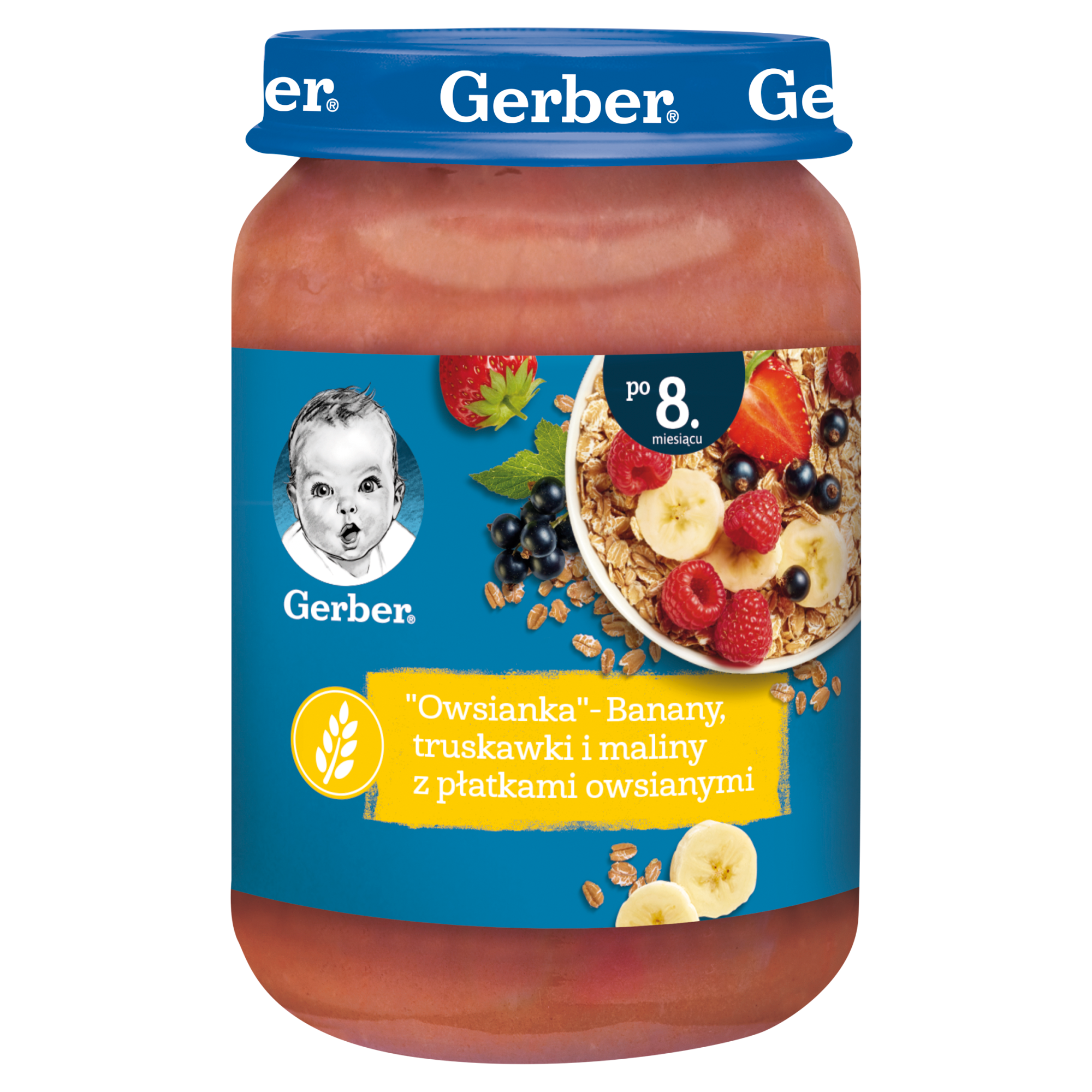 Gerber Owsianka banany, truskawki i maliny z płatkami owsianymi po 8 miesiącu - 190 g zdjęcie