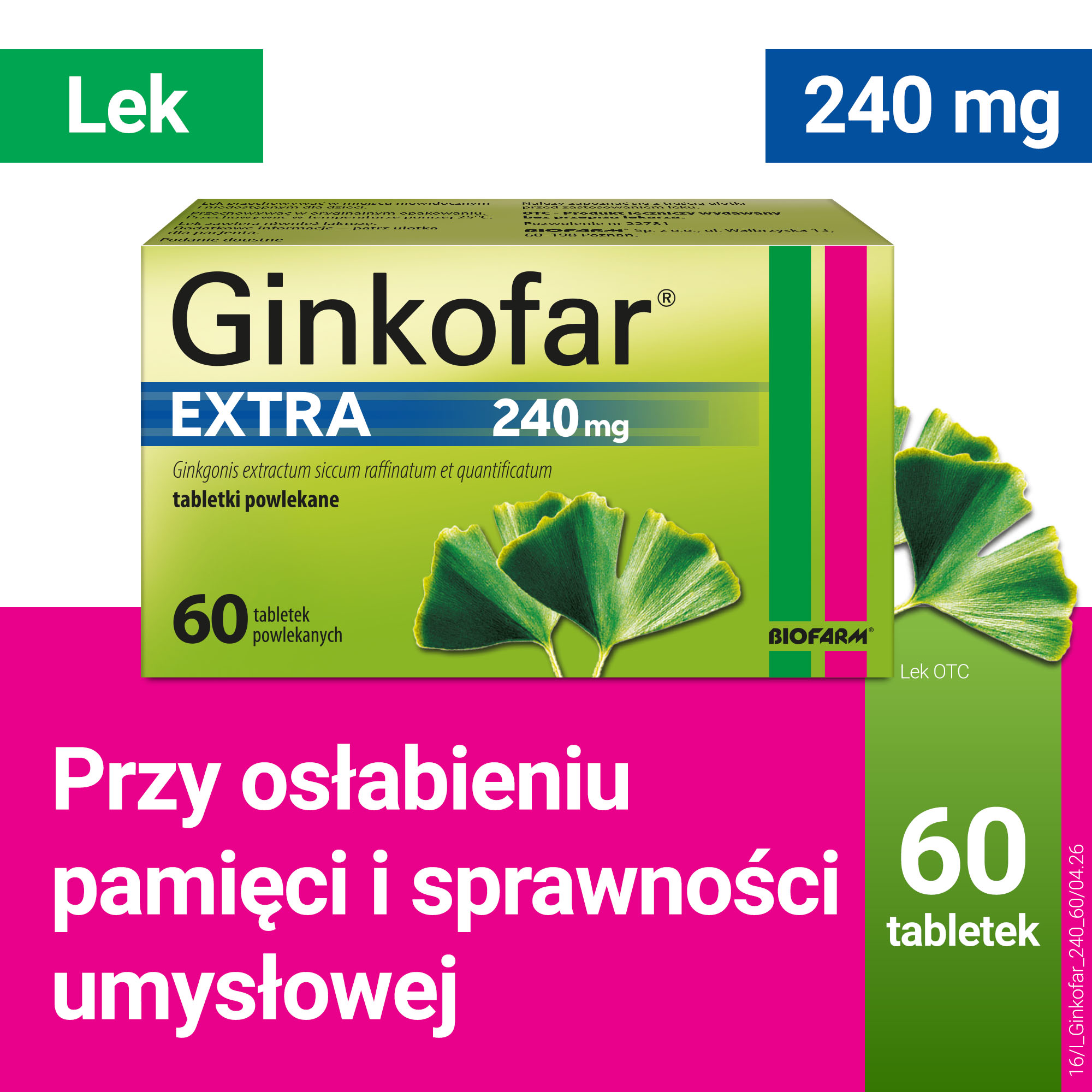 Ginkofar Extra, 240 mg, tabletki powlekane, 60 sztuk