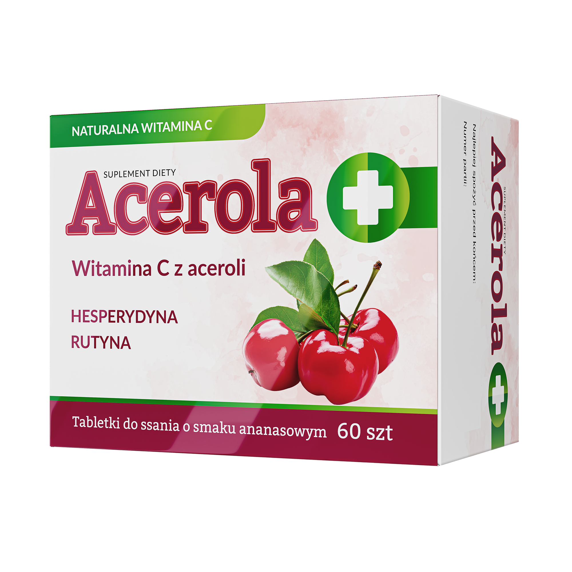 Acerola, tabletki do ssania o smaku ananasowym, 60 sztuk