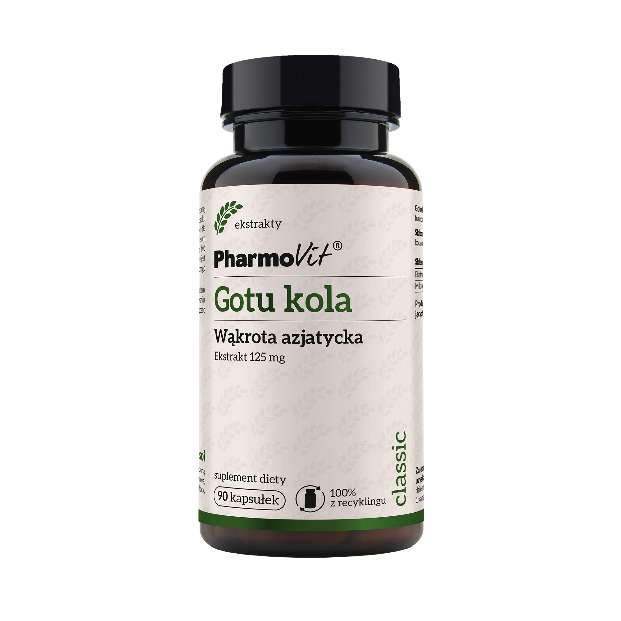 PharmoVit Gotu kola Wąkrota azjatycka 125 mg, kapsułki, 90 sztuk