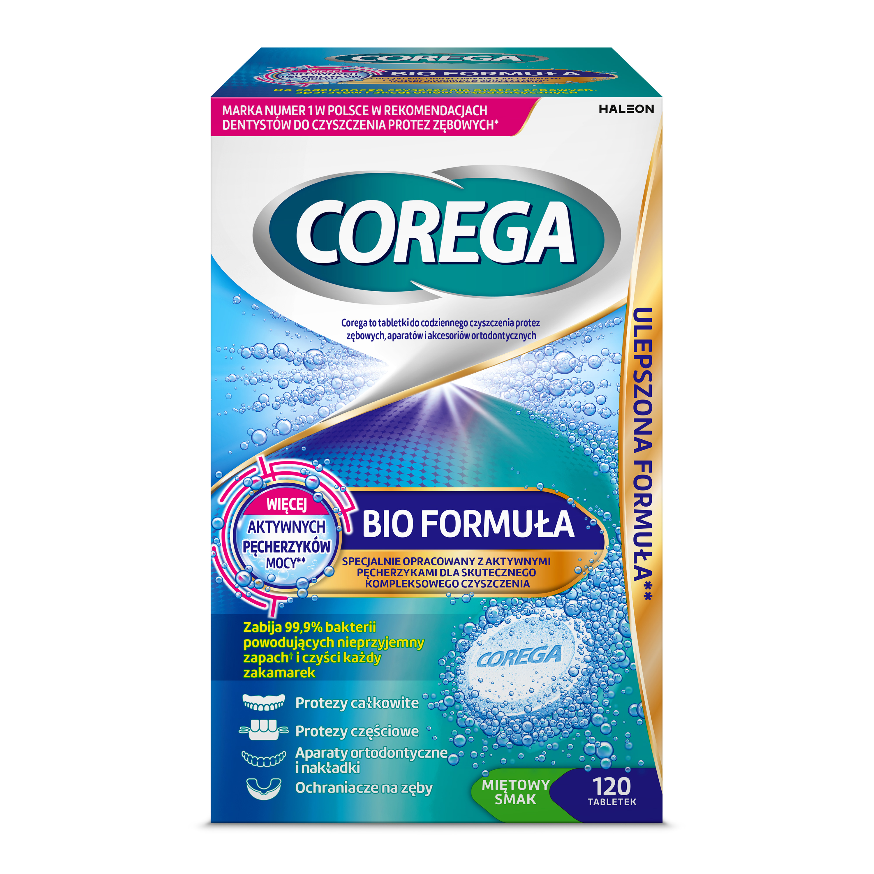 Corega Bio Formuła, tabletki do codziennego czyszczenia protez zębowych, 120 sztuk zdjęcie