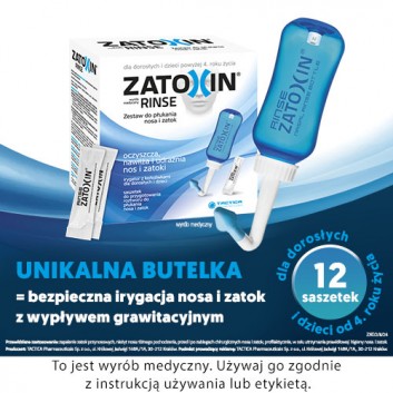 Zatoxin Rinse zestaw podstawowy do płukania nosa i zatok 12 saszetek + irygator