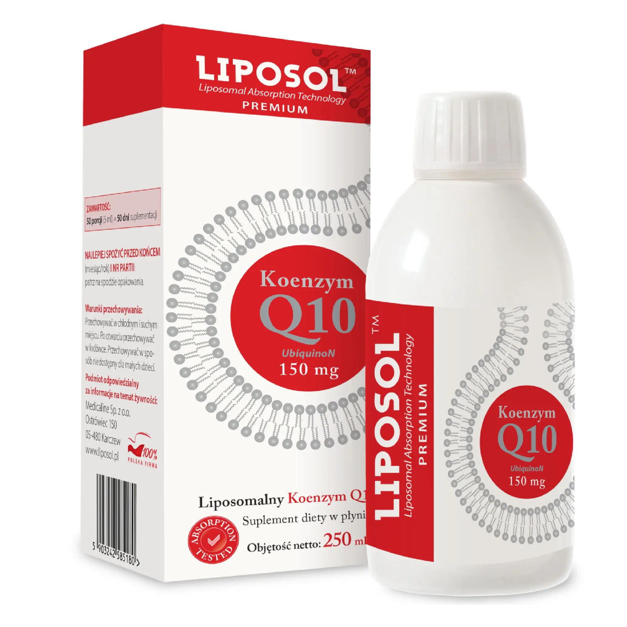 Liposol, Liposomalny Koenzym Q10 (UbiquinoN) 150 mg, płyn, 250 ml