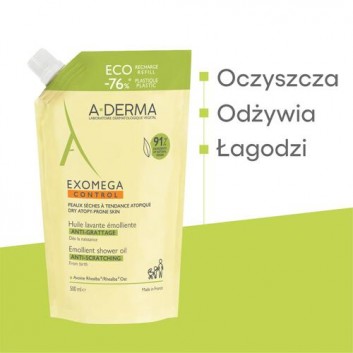 A-Derma Exomega Control Olejek emolient pod prysznic EKO uzupełnienie, 500 ml