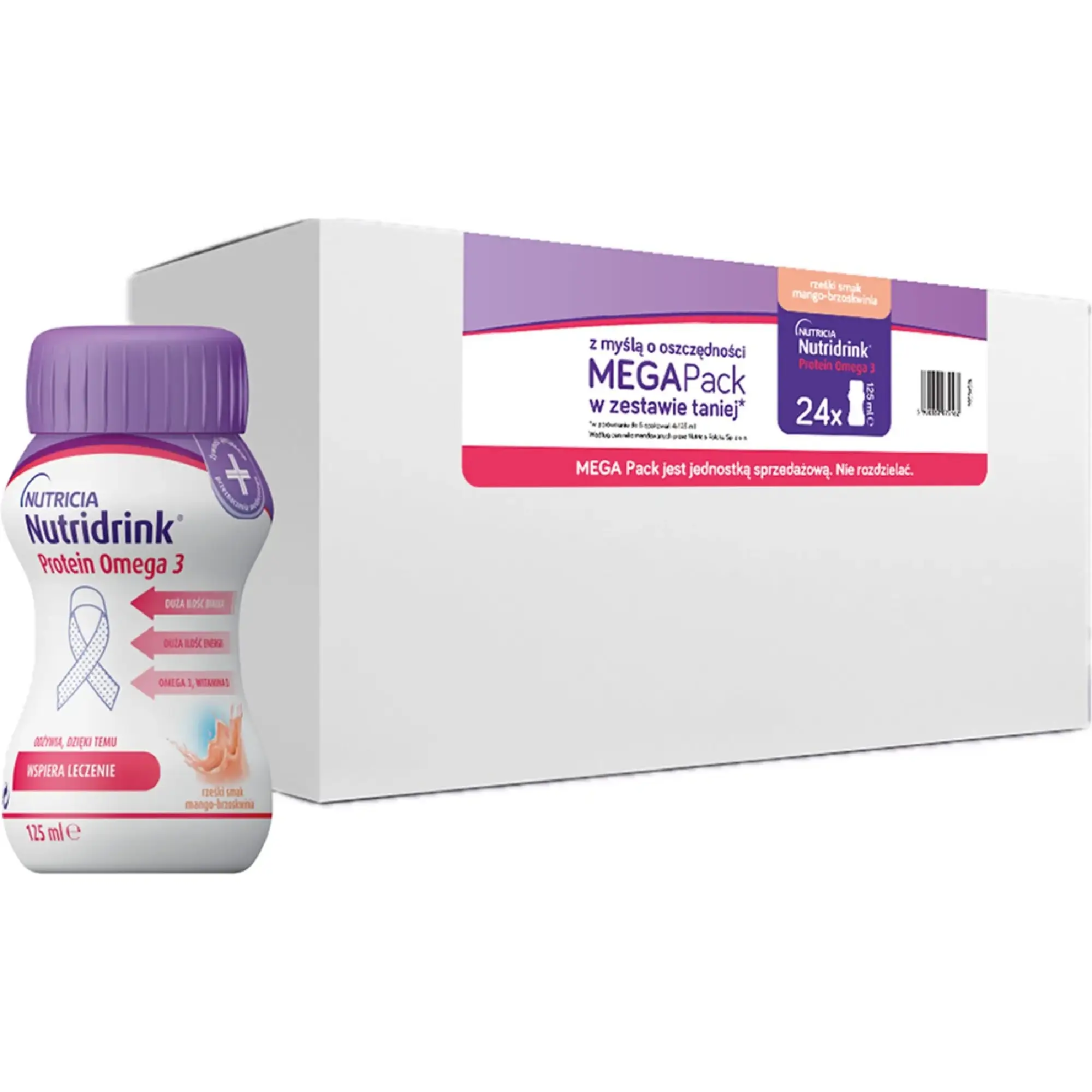 Nutridrink Protein Omega-3, rześki smak mango-brzoskwinia, 24 x 125 ml zdjęcie