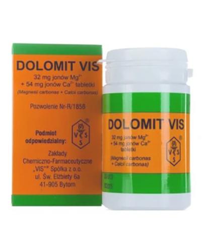 Dolomit VIS 32 mg jonów Mg + 54 mg jonów Ca, 72 tabl. Niedobory wapnia i magnezu, cena, właściwości, skład zdjęcie