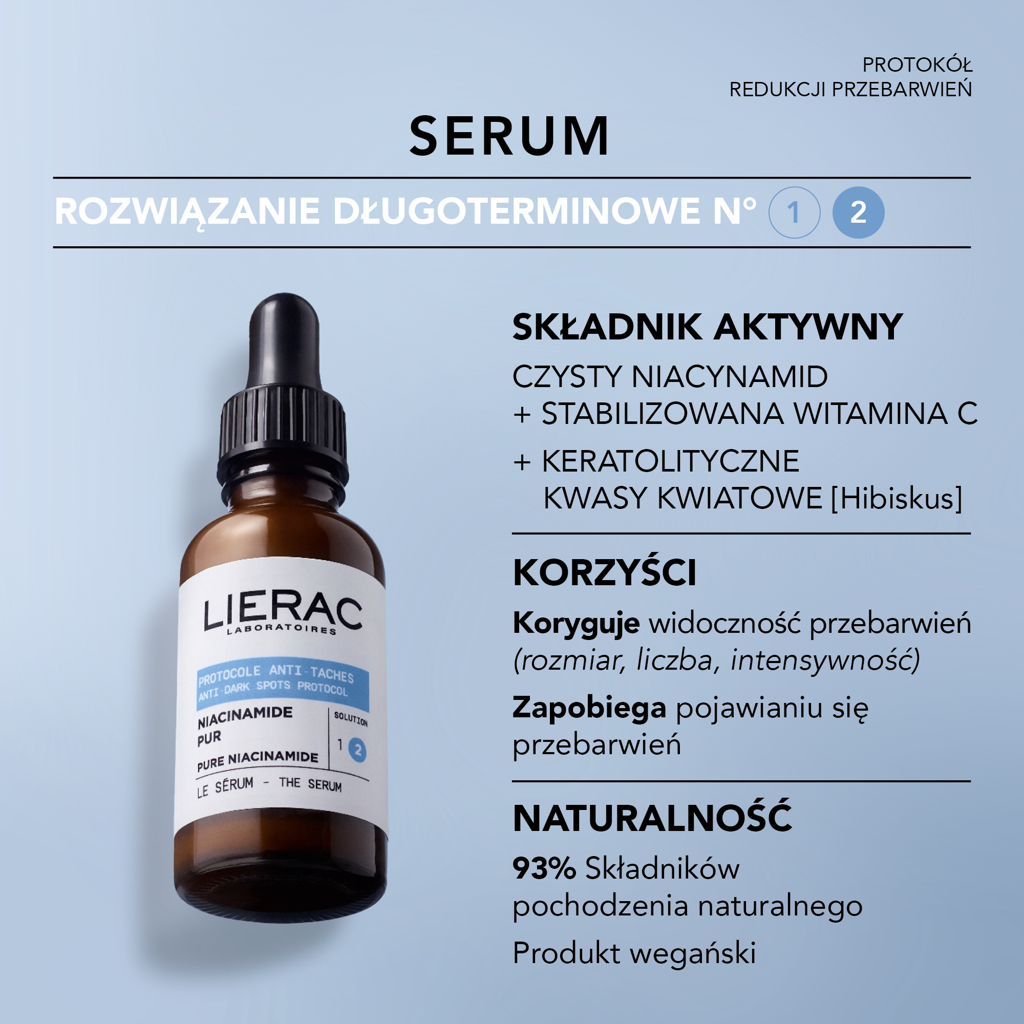 Lierac Protocole, serum z czystym niacynamidem redukcja przebarwień, 30 ml
