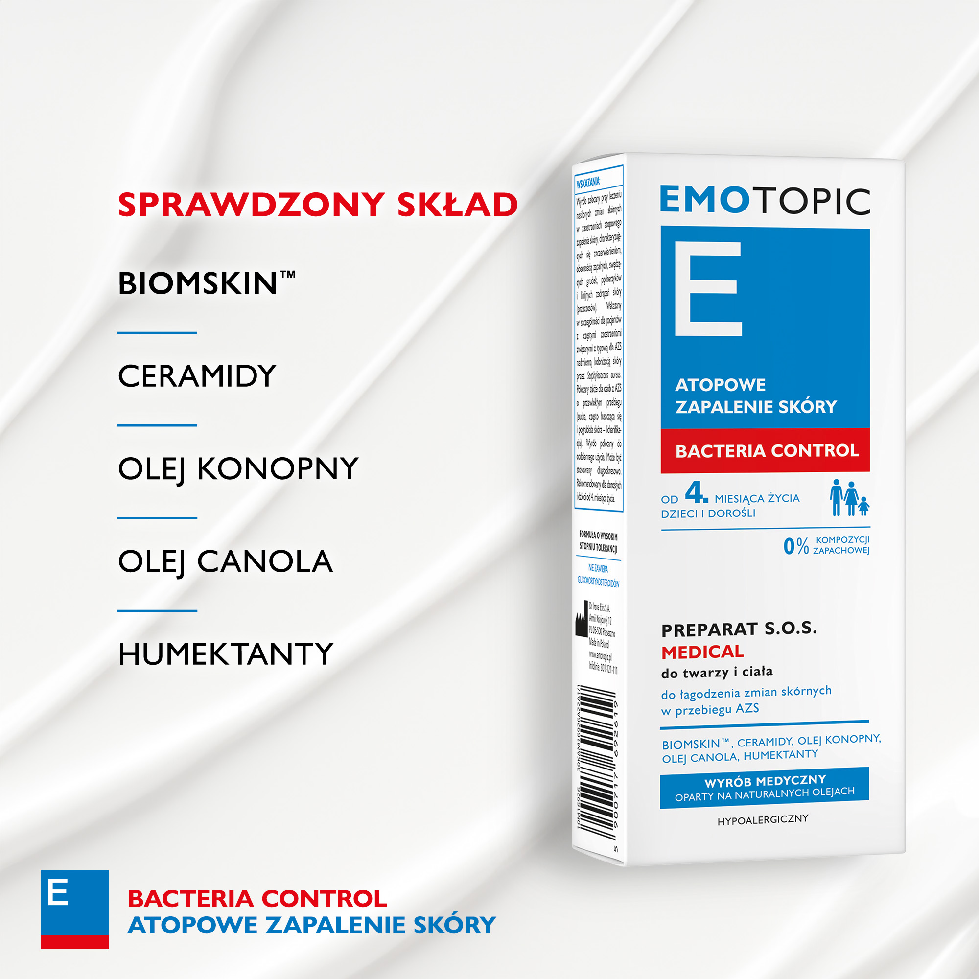 Emotopic Bacteria Control preparat S.O.S Medical do twarzy i ciała 30 ml