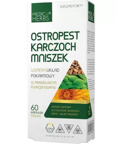 Medica Herbs Ostropest Karczoch Mniszek 60 kapsułek zdjęcie