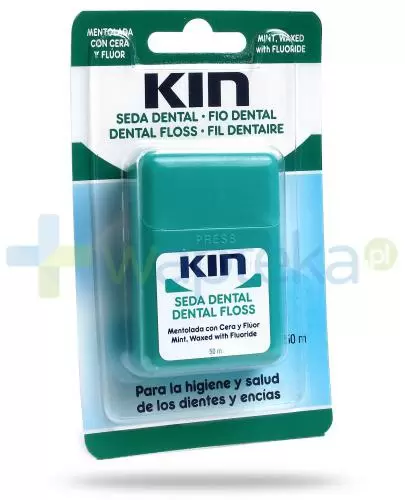 Kin Nić dentystyczna woskowana z fluorem miętowa 50 m 1 sztuka zdjęcie