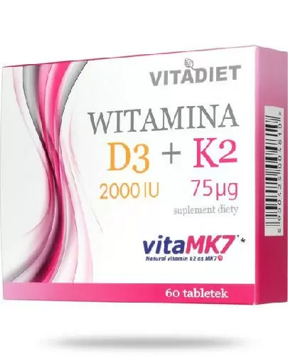 VitaDiet Witamina D3 2000 IU + K2 75mcg 60 kapsułek zdjęcie