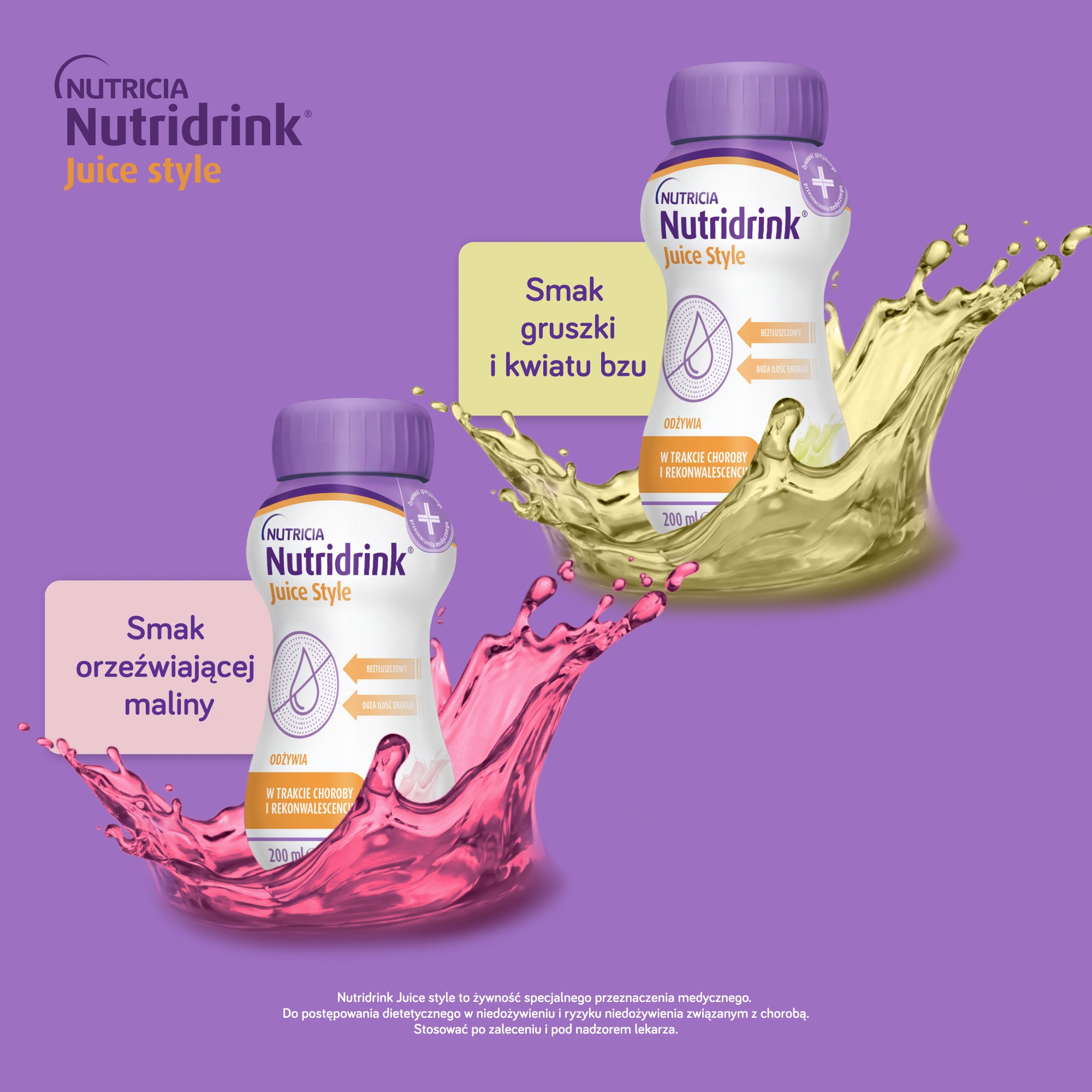 Nutridrink Juice Style o smaku gruszki i kwiatu bzu, płyn, 4 x 200 ml