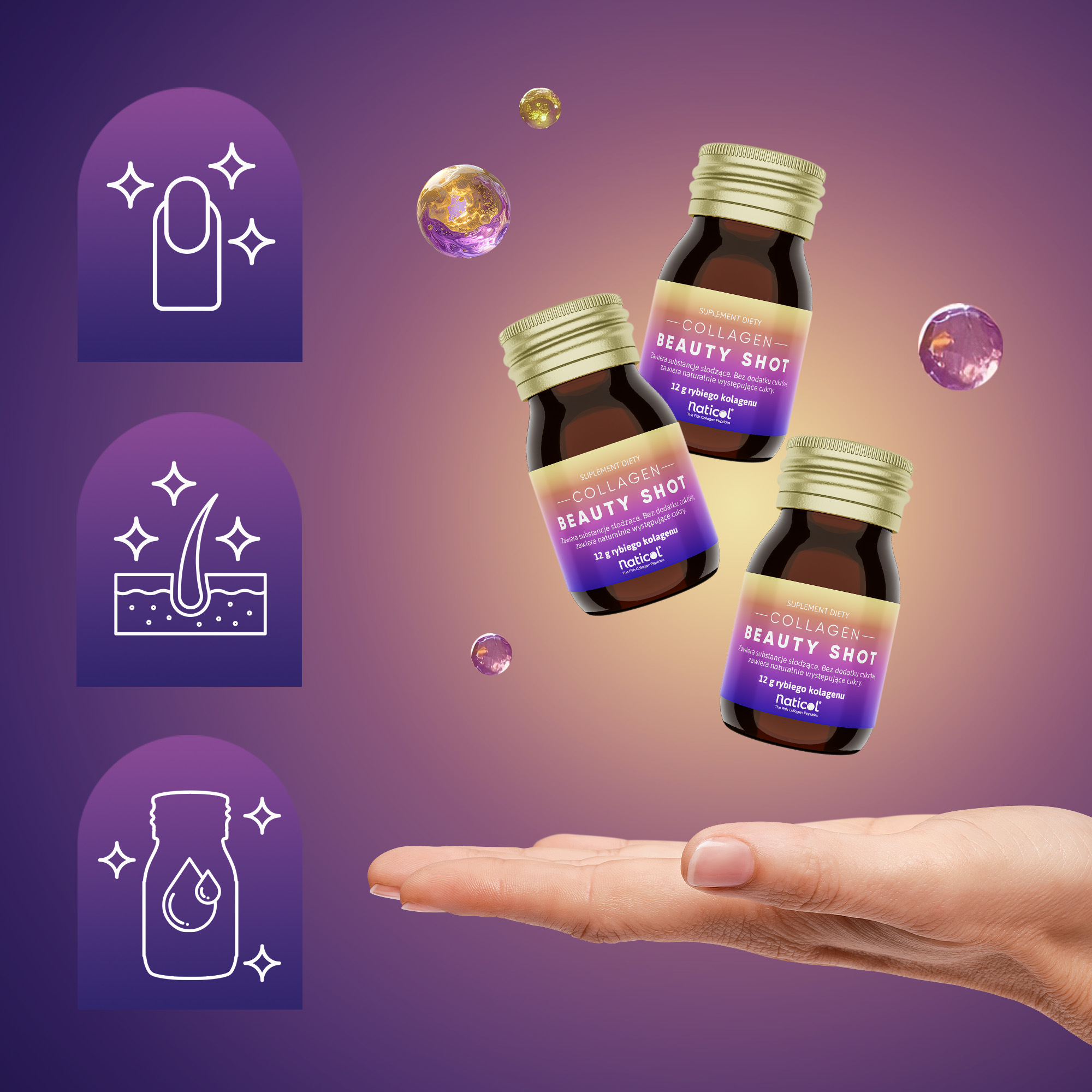 Collagen Beauty Shot, kolagen rybi do picia, 30 ml