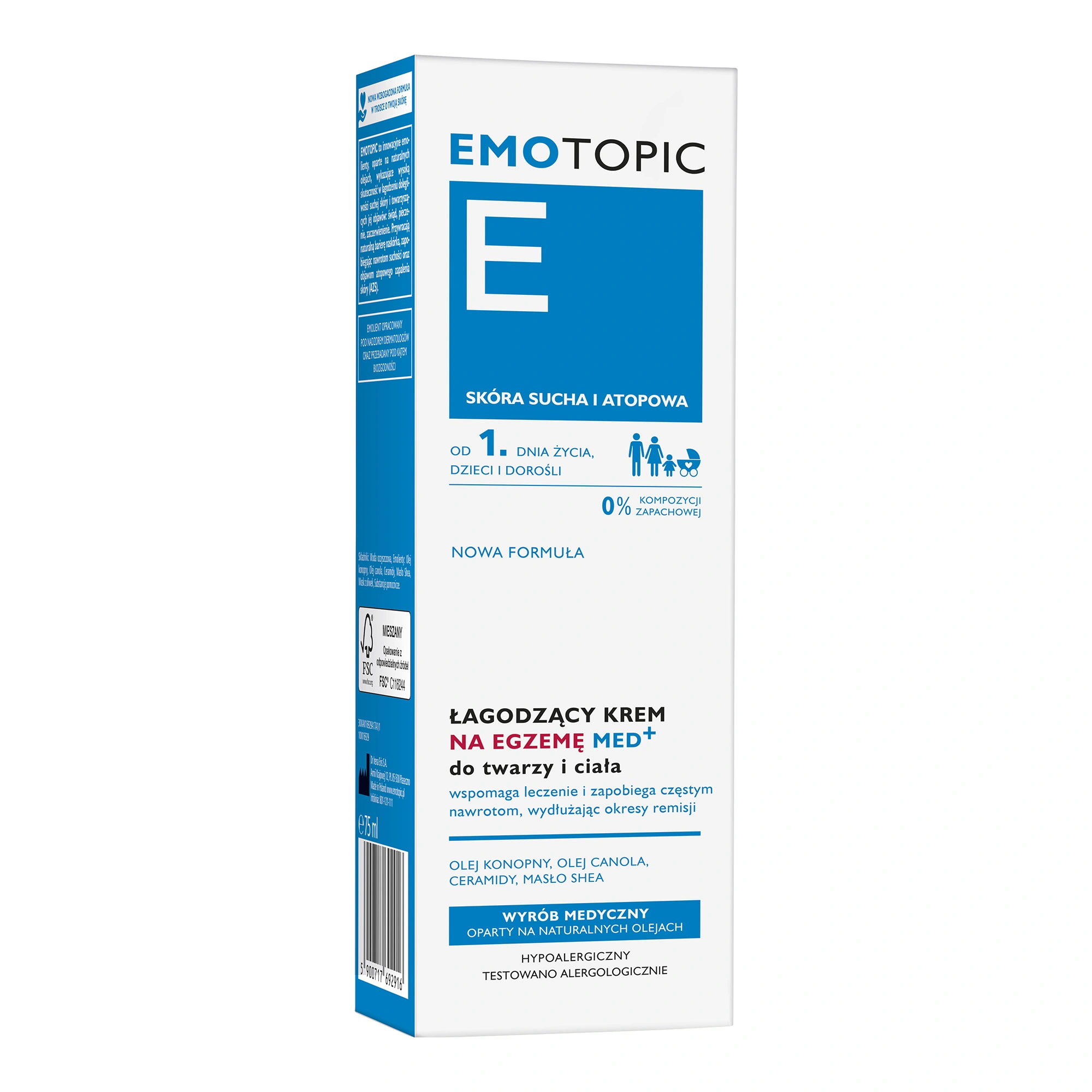 Emotopic łagodzący krem na egzemę MED+ do twarzy i ciała 75 ml