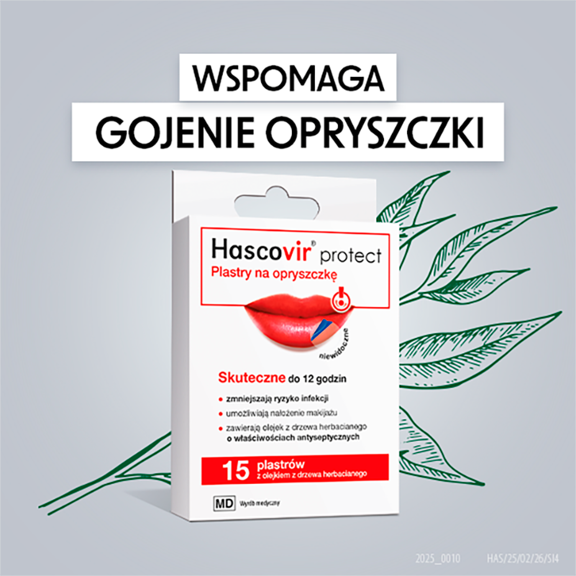 HASCOVIR Plastry na opryszczkę, 15 plasterków