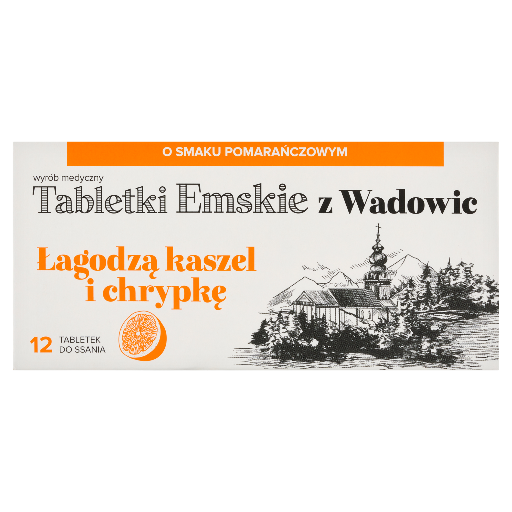 Tabletki Emskie z Wadowic o smaku pomarańczowym, 12 tabletek do ssania zdjęcie