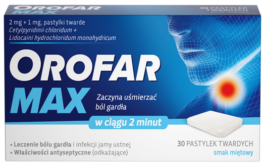 Orofar MAX, 2 mg+1 mg, 30 pastylek twardych zdjęcie