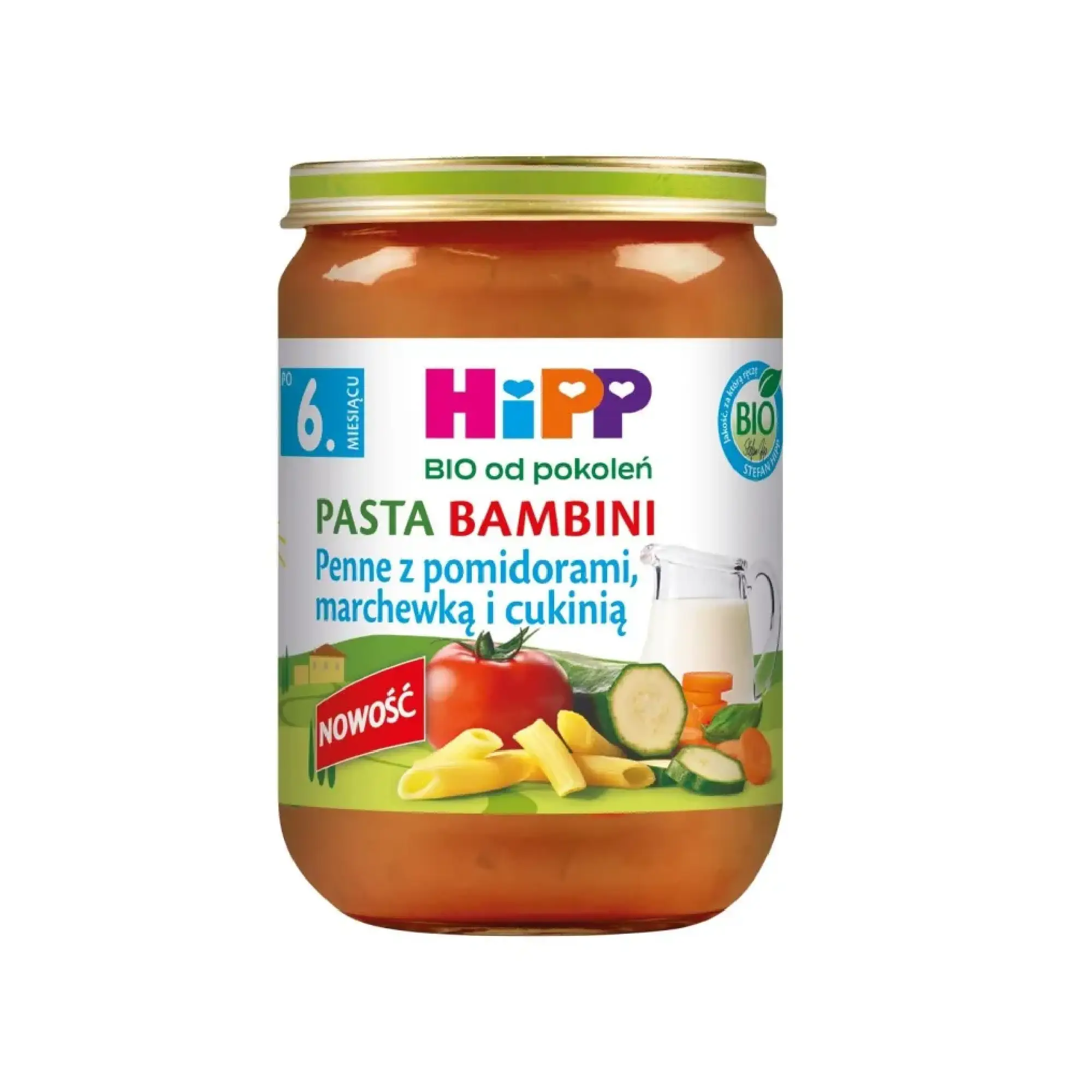 Hipp Bio od pokoleń, Penne z pomidorami, marchewką i cukinią BIO, po 6. m-cu, 190 g zdjęcie