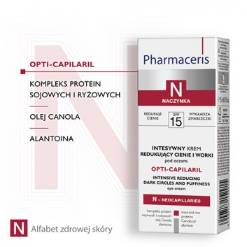 PHARMACERIS N OPTI CAPILARIL Intensywny krem redukujący cienie i worki pod oczami, 15 ml