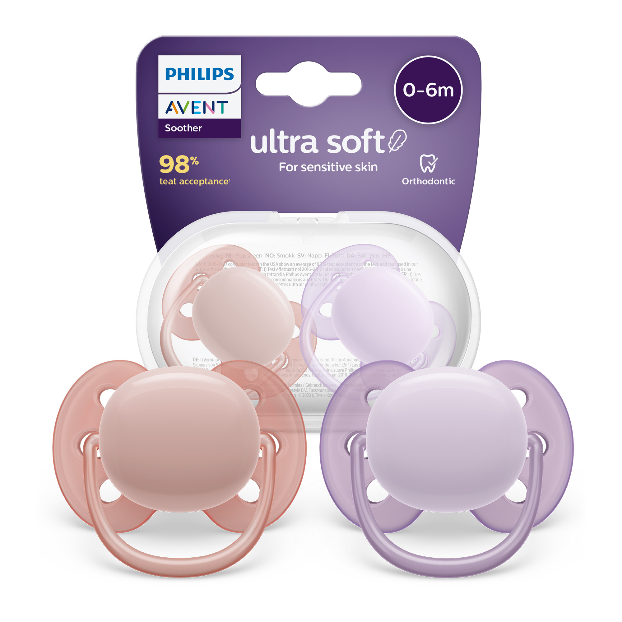 Avent Philips Ultra Soft Smoczek uspokajający 0-6m 2 sztuki [SCF091/31] zdjęcie