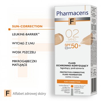 Pharmaceris F, fluid ochronno-korygujący, Sand 02, SPF 50+, 30 ml