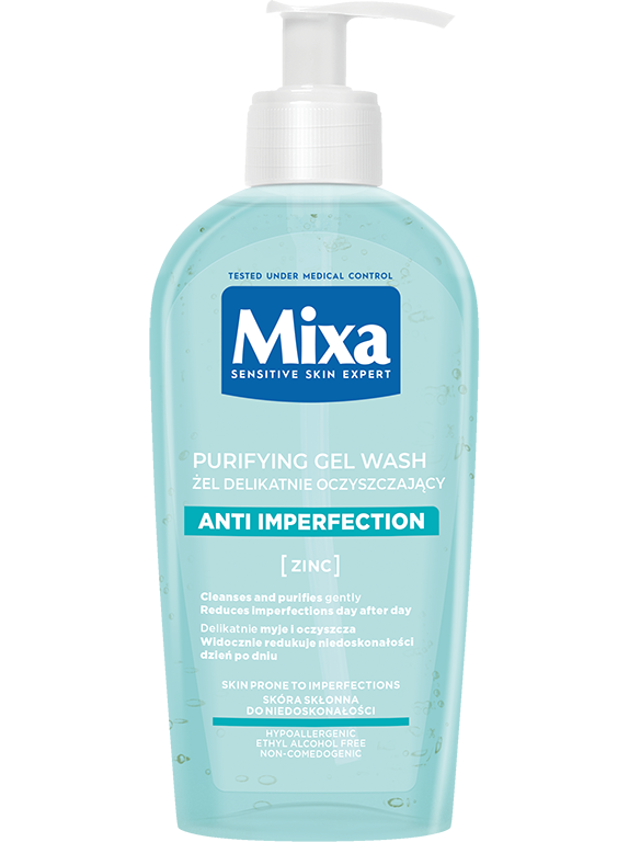 Mixa Żel delikatnie oczyszczający przeciw niedoskonałościom, 200 ml