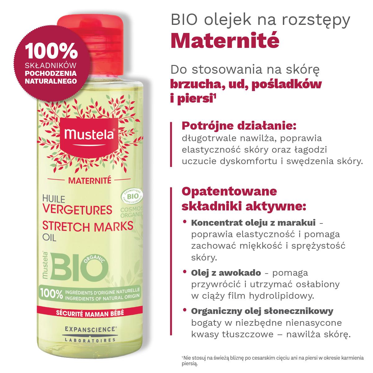 MUSTELA MATERNITE BIO, olejek przeciw rozstępom, 105 ml