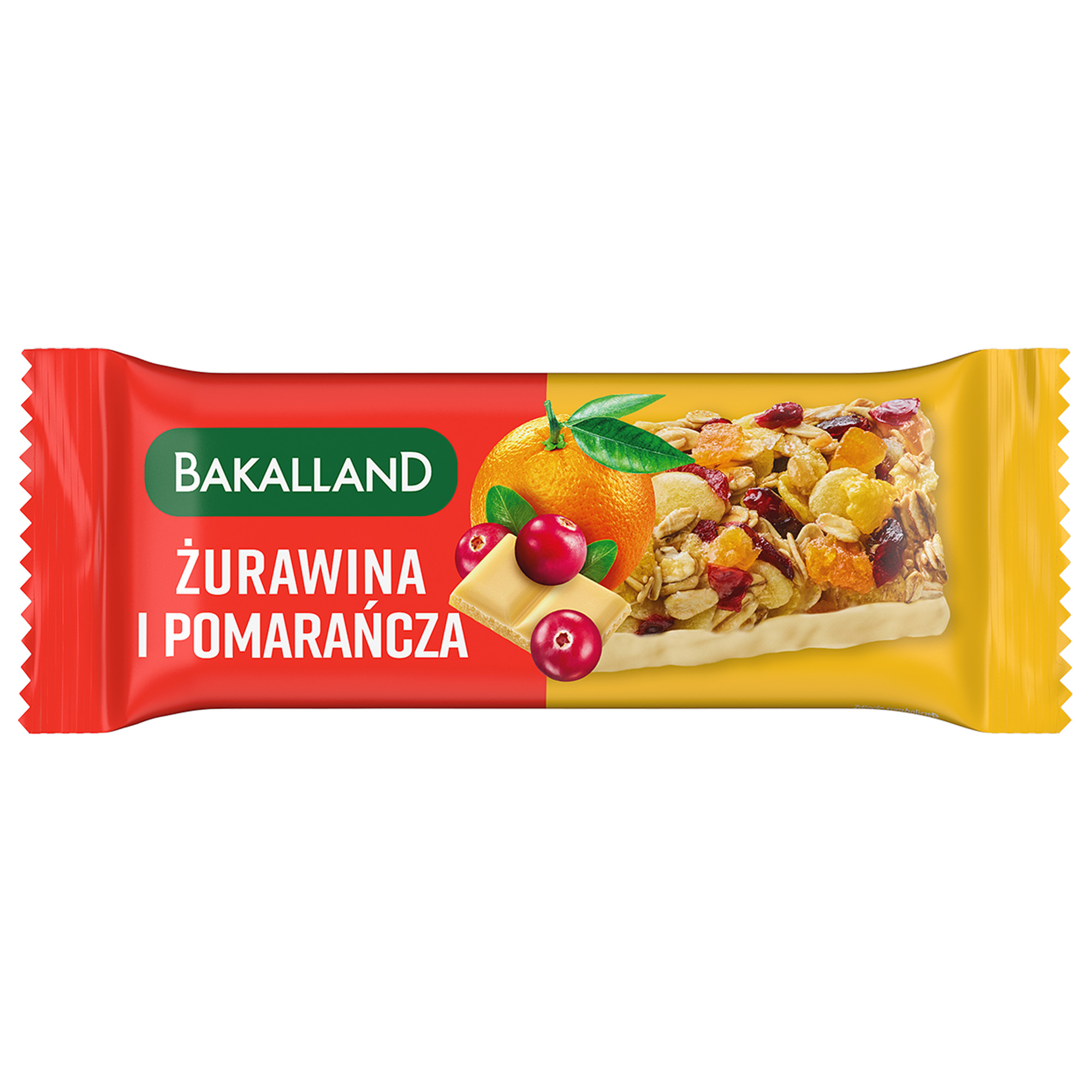 BAKALLAND BA! Baton zbożowy, żurawina i pomarańcza, 40 g zdjęcie